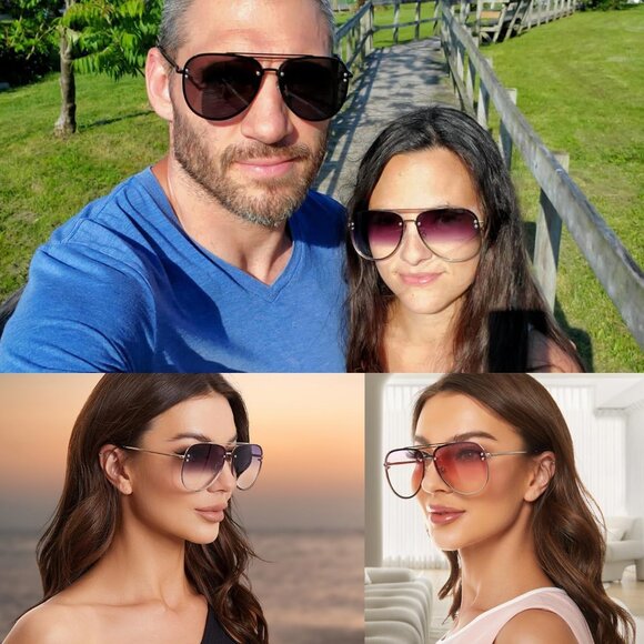 Oversized Aviator Sunglasses Women UV Protection 65mm Frames Summer Accessory - Picture 2 of 5